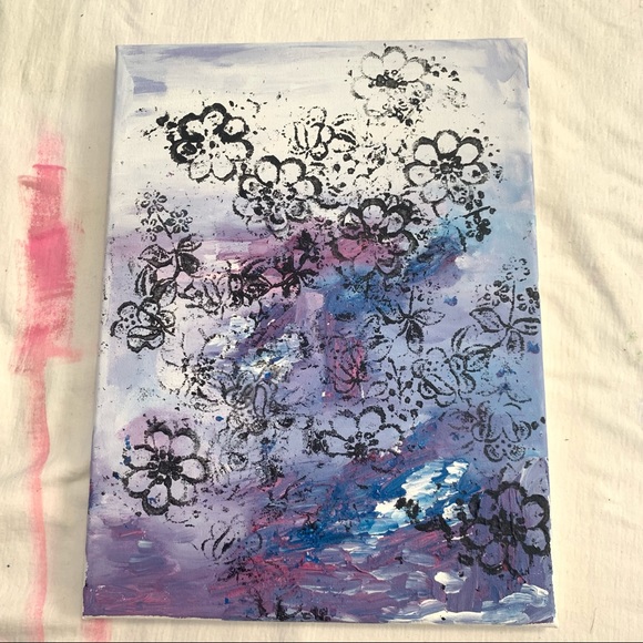 Abstract Floral Canvas Painting Original Acrylic - Picture 9 of 11